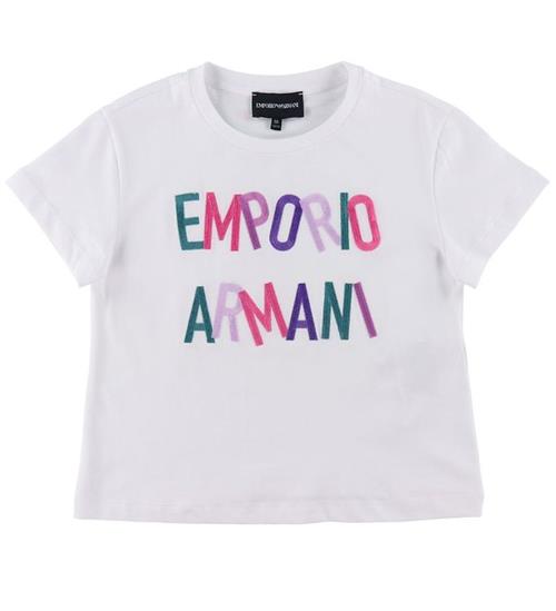 Se Emporio Armani T-shirt - Hvid m. Broderi ved KidsWorld