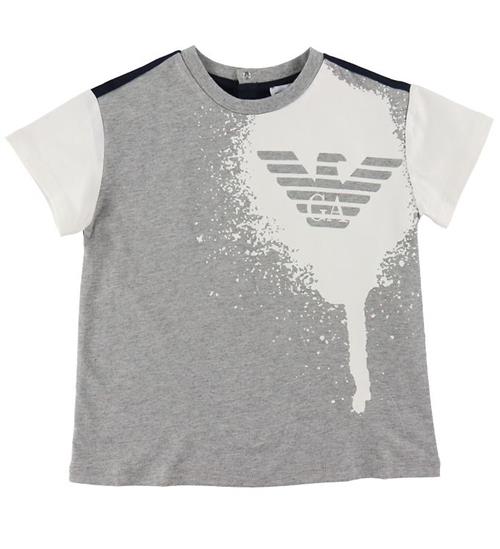 Se Emporio Armani Emporio Armani T-shirt - GrÃ¥meleret/Navy m. Hvid ved KidsWorld