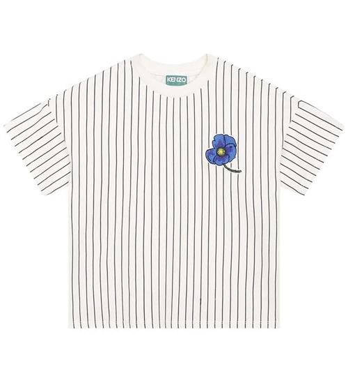 Kenzo Kenzo T-shirt - Exclusive Edition - Creme/Sortstribet m. Blomst