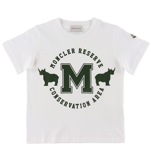 Moncler Moncler T-shirt - Hvid m. MÃ¸rkegrÃ¸n