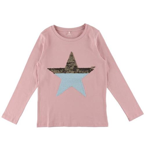 Se Name It Name It Bluse - NkfTania - Pink Nectar/LyseblÃ¥ m. Pailletter ved KidsWorld