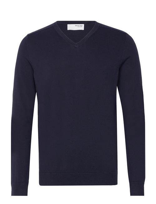 Slhberg Ls Knit V-Neck B Noos Selected Homme Navy