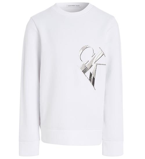 Se Calvin Klein Calvin Klein Sweatshirt - Hyper Real Monogram - Bright White m. ved KidsWorld