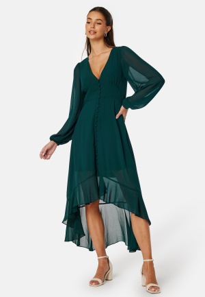 Se Bubbleroom Occasion Desiree High-Low Dress Dark green 34 ved Bubbleroom