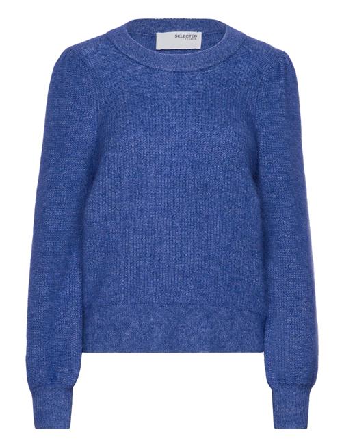 Slfmola Mia Ls Knit O-Neck Selected Blue