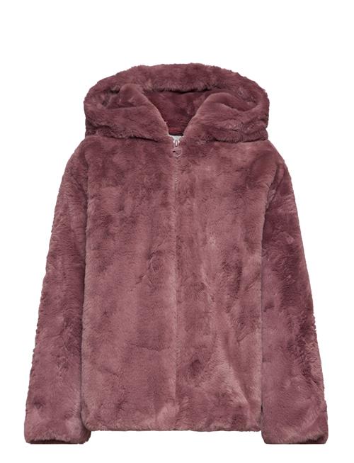 Mango Hooded Faux-Fur Coat Mango Pink