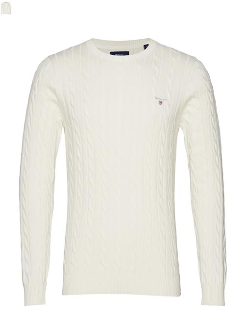 Se GANT Cotton Cable C-Neck GANT Cream ved Booztlet