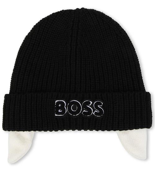 Se BOSS BOSS Hue m. Fleece - Akryl/Uld - Sort m. Hvid ved KidsWorld