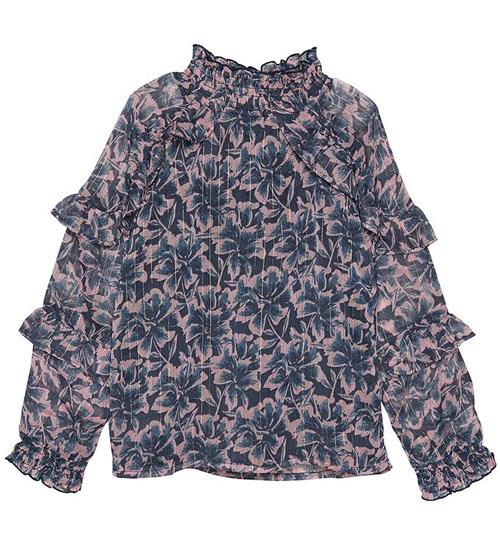 Creamie Bluse - Big Flower - Indigo Blue