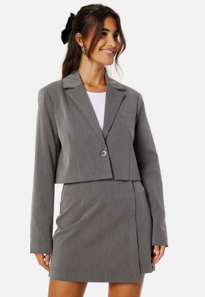 Pieces Jeremy Cropped Blazer Grey Melange XL