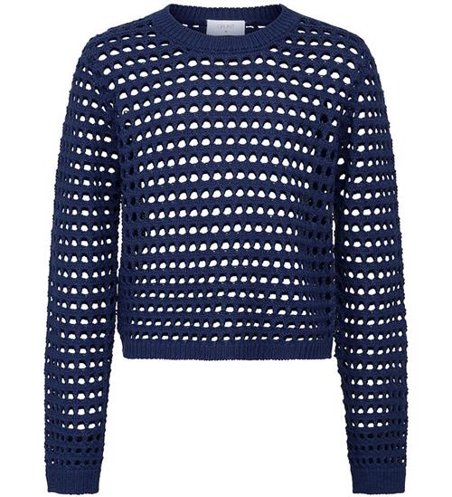 Grunt Bluse - Cropped - Strik - Pontinha - MÃ¸rkeblÃ¥ m. HulmÃ¸nste