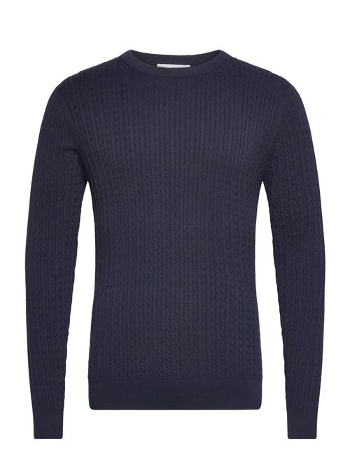 Se Selected Homme Slhberg Cable Crew Neck Noos Selected Homme Navy ved Booztlet