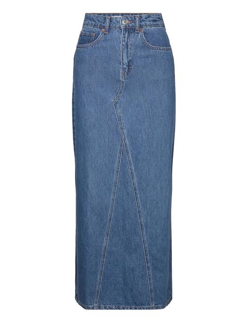 Long Denim Skirt Mango Blue