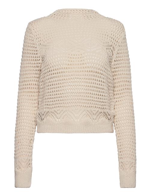 Openwork Sweater With Perkins Collar Mango Beige