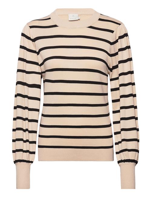 Se Kaffe Kamala Stripe Knit Pullover Kaffe Beige ved Booztlet