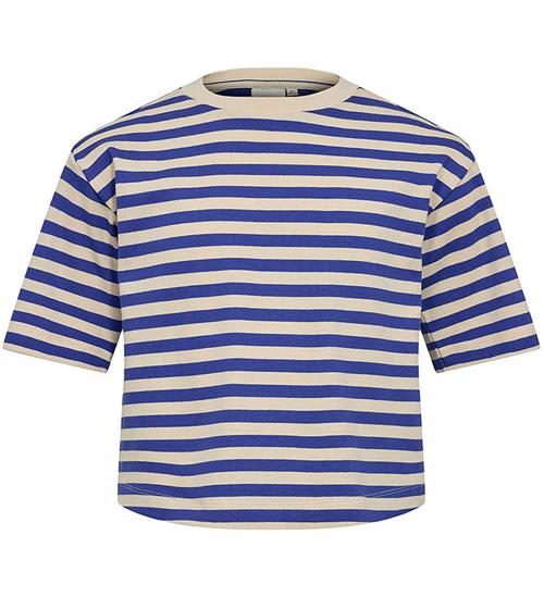 Se Sofie Schnoor Girls T-shirt - Rib - BlÃ¥/Cremestribet ved KidsWorld