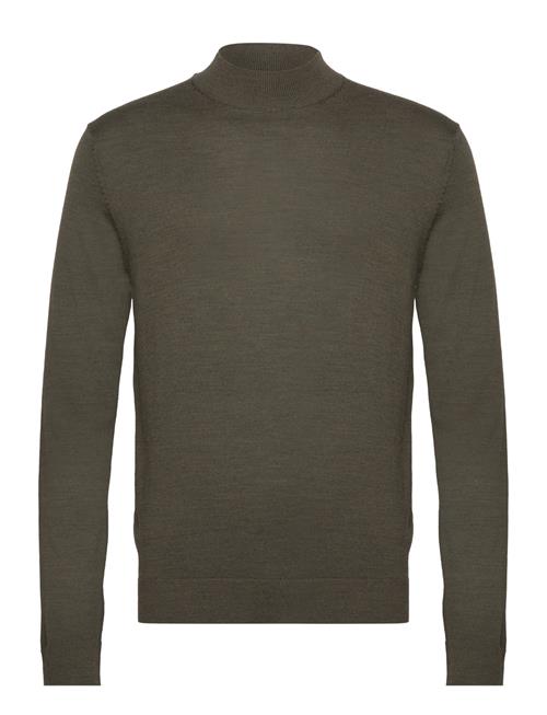 Se Selected Homme Slhtown Merino Coolmax Knit Mock B Noos Selected Homme Khaki ved Booztlet