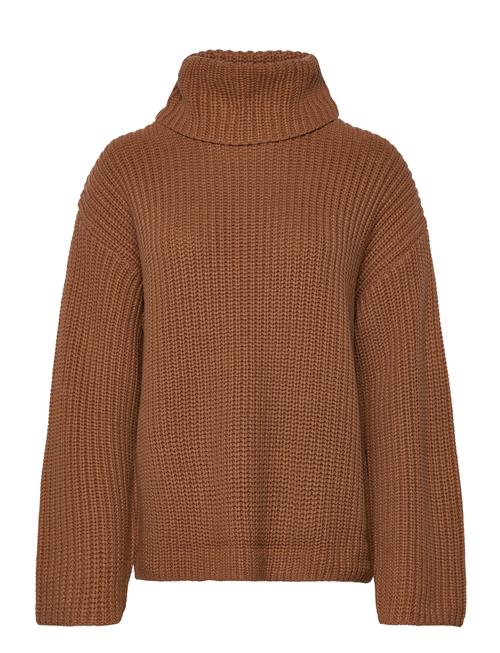 Se Selected Femme Slfsefika Ls Knit Rollneck Noos Selected Femme Brown ved Booztlet