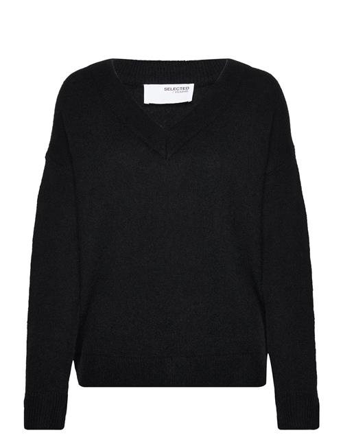Slfmaline Ls Knit V-Neck Noos Selected Black