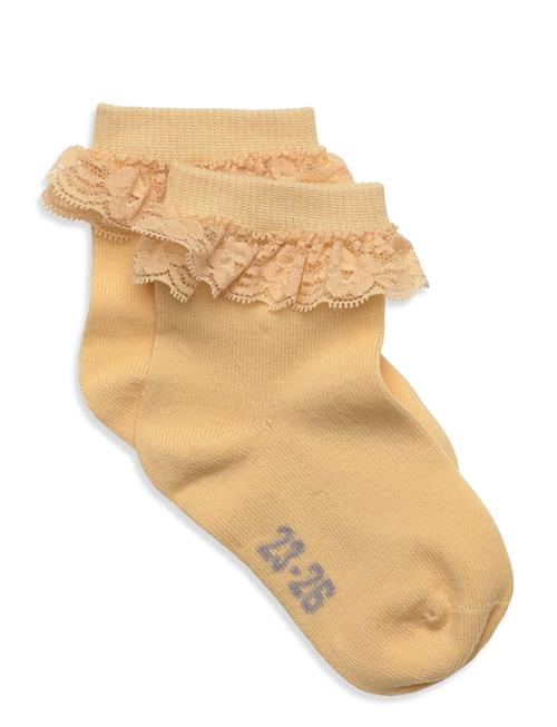 Minymo Ankle Sock W. Lace Minymo Yellow