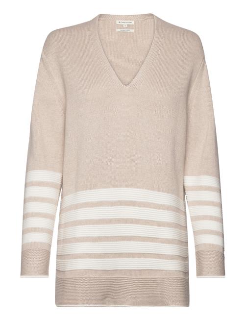 Se Tom Tailor Knit Striped Tom Tailor Beige ved Booztlet