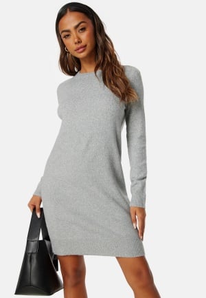 Se VERO MODA Doffy LS O-Neck Dress Light Grey Melange L ved Bubbleroom