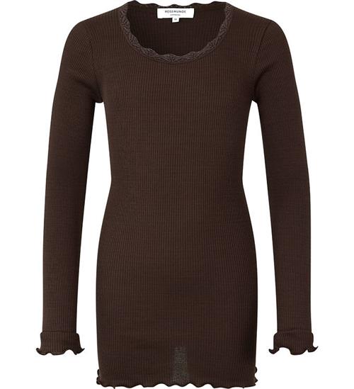 Se Rosemunde Bluse - Silke/Bomuld - Rib - Black Brown m. Blonder ved KidsWorld