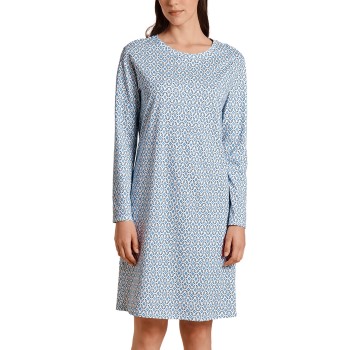 Se Calida Nights Long Arm Sleepshirt Blå Mønster bomuld Small Dame ved Timarco