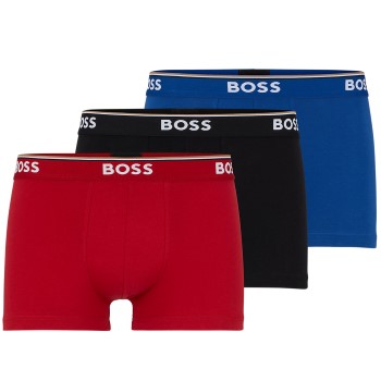 BOSS 6P Cotton Stretch Trunks Sort/Blå bomuld Medium Herre