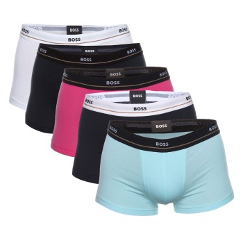 BOSS 5P Jersey Quality Cotton Mix Solid Cotton Trunks Hvid/Blå bomuld Small Herre