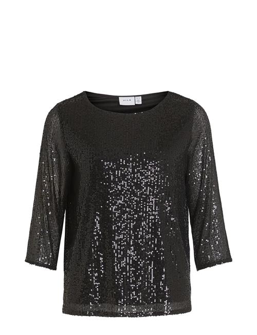 Vila Visparkling 3/4 O-Neck Top/Ka Vila Black