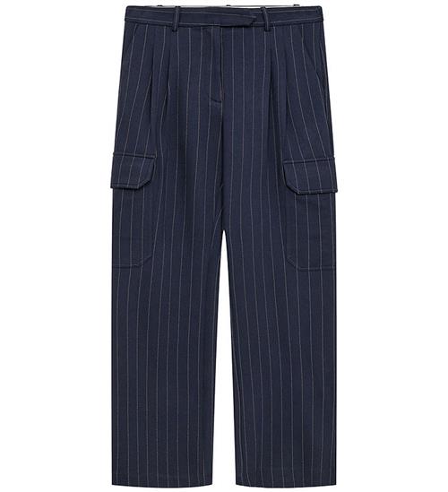 Se Designers Remix Bukser - Cargo - Zoe - Navy/White Pinstripe ved KidsWorld