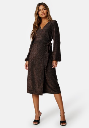 Happy Holly Sparkling Midi Wrap Dress Bronze 36/38