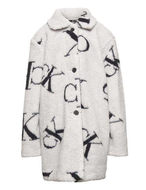 Se Calvin Klein Monogram Aop Teddy Coat Calvin Klein Grey ved Booztlet