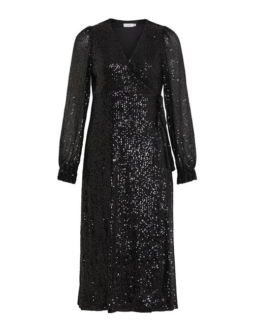 Vila Vimaia Ls Sequin Midi Wrap Dress/Dc Vila Black