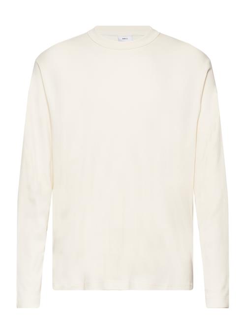 Se Mango 100% Cotton Long-Sleeved T-Shirt Mango Cream ved Booztlet