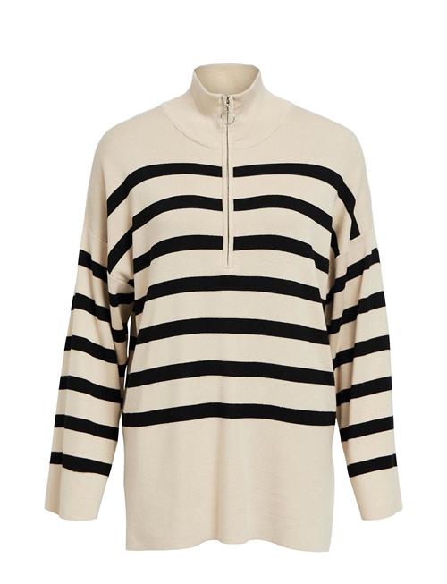 Object Objester L/S Knit Zip Pullover Noos Object Beige