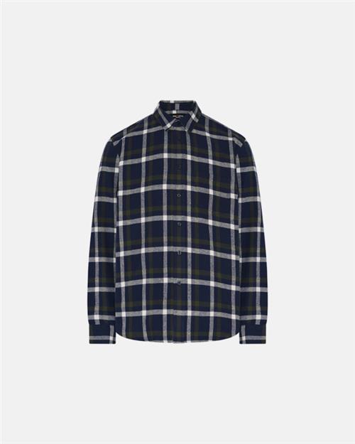 Flannel skjorte | 100 bomuld | Navy/hvid