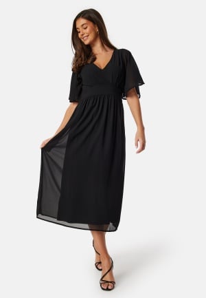 Se Bubbleroom Occasion Butterfly Sleeve Midi Dress Black 32 ved Bubbleroom