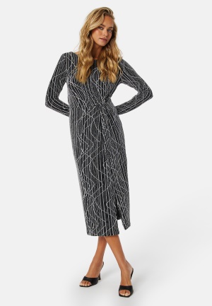 VERO MODA Kanz Sibe LS Calf Dress Black Detail: Silve XS