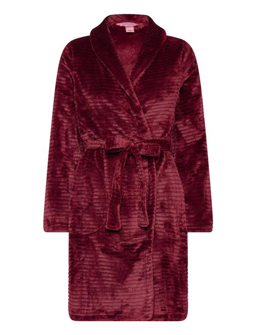 Se Hunkemöller Robe Short Fleece Embossed Rib Hunkemöller Red ved Booztlet