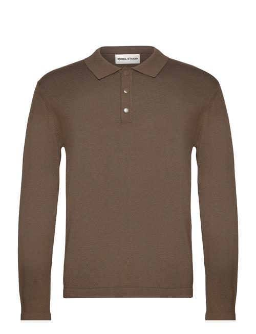 Se Enkel Studio Esquince - Ls Polo Wool Buttons M Enkel Studio Khaki ved Booztlet