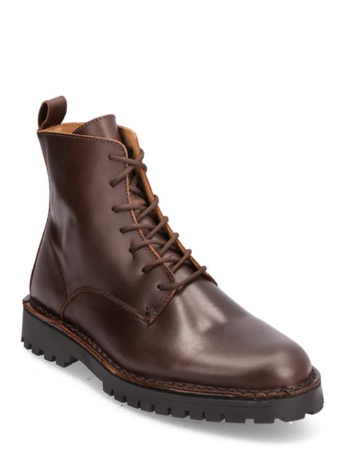 Se Selected Homme Slhricky Leather Lace-Up Boot Selected Homme Brown ved Booztlet