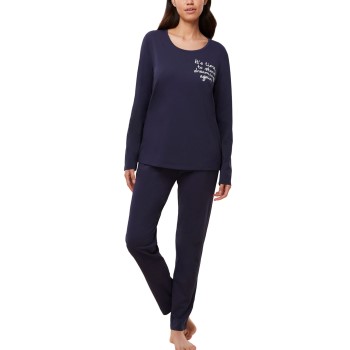 Triumph PK 03 Long Sleeve Pyjama Set Marineblå bomuld 36 Dame