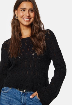 Se VILA Tvillos O-Neck Knit Top Black L ved Bubbleroom