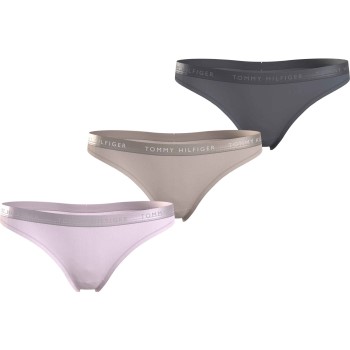 Tommy Hilfiger Trusser 3P EverydayThong Rosa/Beige Small Dame