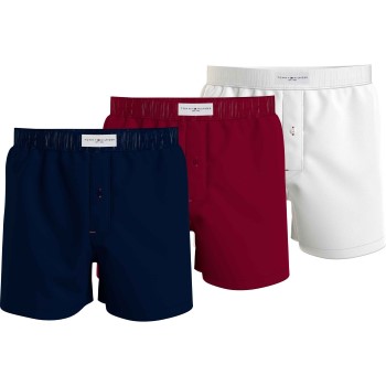 Tommy Hilfiger 3P Woven Boxers Marine/Rød bomuld Medium Herre