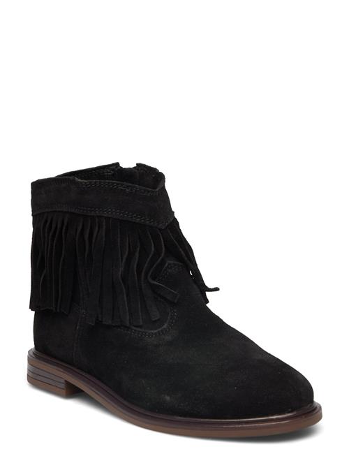 Mango Fringed Leather Boots Mango Black