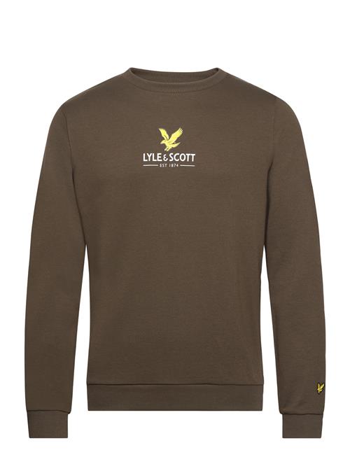 Se Lyle & Scott Eagle Logo Sweatshirt Lyle & Scott Khaki ved Booztlet