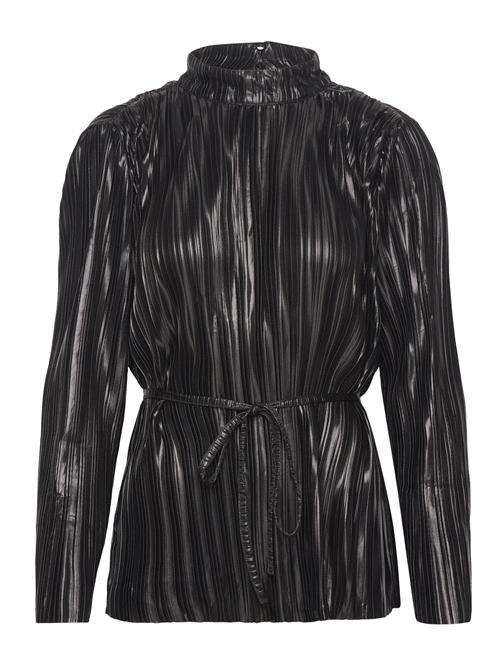 Slfnaline Ls High Neck Plisse Top Selected Black
